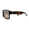 thumbnail image 3 of Mens Color Mirror Flat Top Mobster Rectangle Racer Sunglasses Tortoise Gold Mirror, 3 of 4