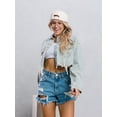 thumbnail image 3 of HOLLYWOOD SIGN Crop Denim Jacket - Blue M/L, 3 of 3