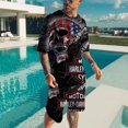 thumbnail image 3 of Conjunto de camiseta y pantalones cortos de playa informales con estampado digital 3D de animales para hombre, 3 of 5