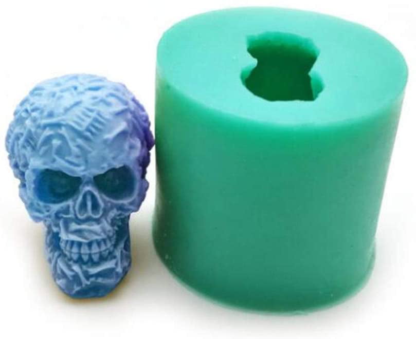 3D Skull Head Silicone Mold Chocolate Fondant Cake Gypsum Candle Soap Resin Tool 