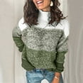 thumbnail image 6 of Womens Autumn Color Block Striped High Neck Long Sleeve Knit Jumper Tops Pullover Sweater, 6 of 7