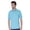 Turqouise Blue, variant on Men's Polo Collar Moisture-Wick Active Wear Fine Striped T-Shirt; Blue; XL