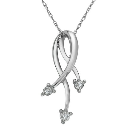 Triple Strand Pendant Necklace with Diamonds in 10kt White Gold