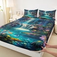 thumbnail image 3 of Manfei Colorful Flower Lotus Twin Sheet Sets,Multicolor Natural Scenery Twin Fitted Sheet,Waterfall Landscape Flat Sheet For Girls Kids,Breathable Home Decor,3 Pieces, 3 of 7
