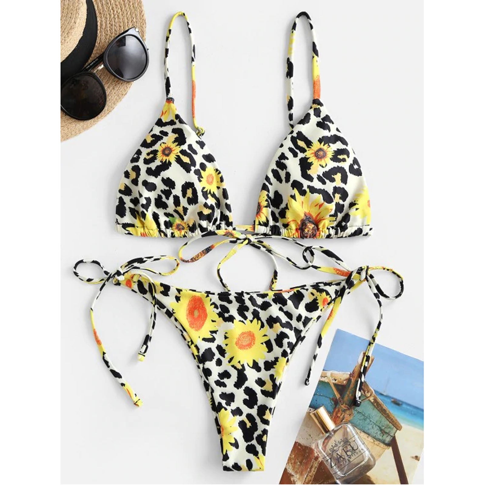 TIANEK Women Plus Size Bikini 2023 Sexy Padded Floral Printed Bra