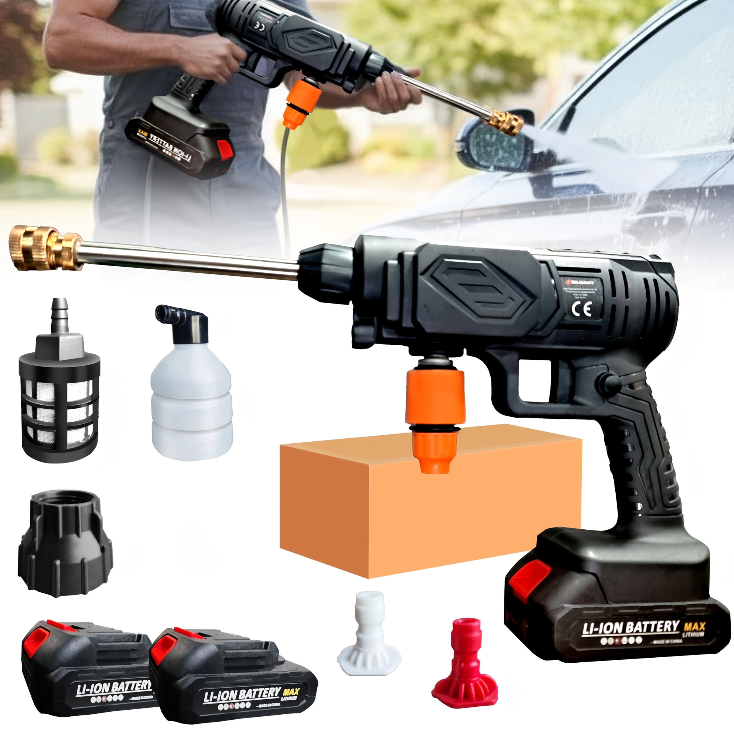 Cordless Pressure Washer Portable Rechargeable 4000 PSI Water Gun With Foam Cannon 1 Batteries For Car Exterior Home Garden Cleaning