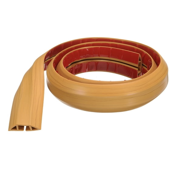 Uxcell 4ft Cord Cover Floor W0.55"xH0.28" Hide Extension Cable Wire Covers Wood Yellow