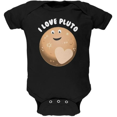 I Love Pluto Planet Black Soft Baby One Piece