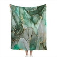 thumbnail image 2 of Green Marble Flannel Fleece Blanket,Dark Emerald Green and Gold Marble Abstract Turquoise Ultra-Soft Microfiber Throw Blanket for Couch Bed Living Room Bedroom Sofa Decor 40x50in, 2 of 6