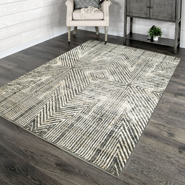 Orian Ironstone 5'3" X 7'6" Moonlight Stripes Area Rug
