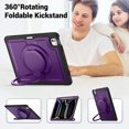 thumbnail image 6 of Shockproof Case for Apple iPad Pro 11 Inch 2024, Rugged Hybrid Protective Cover with Pencil Holder & Shoulder Strap Kids Friendly Rotating Kickstand Case for iPad Pro 11" 2024 M4,Purple, 6 of 9