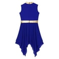 thumbnail image 4 of TSSOE Kids Girls Liturgical Praise Dance Dress Sleeveless Metallic Tunics Church Choir Worship Lyrical Costume Blue 8, 4 of 6