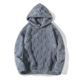 thumbnail image 2 of MIASHUI Men's Large Checkerboard Print Pullover Hoodie Fall Winter Loose Fit Casual Comfortable Long Sleeve Sweatshirt Grey,XL, 2 of 7