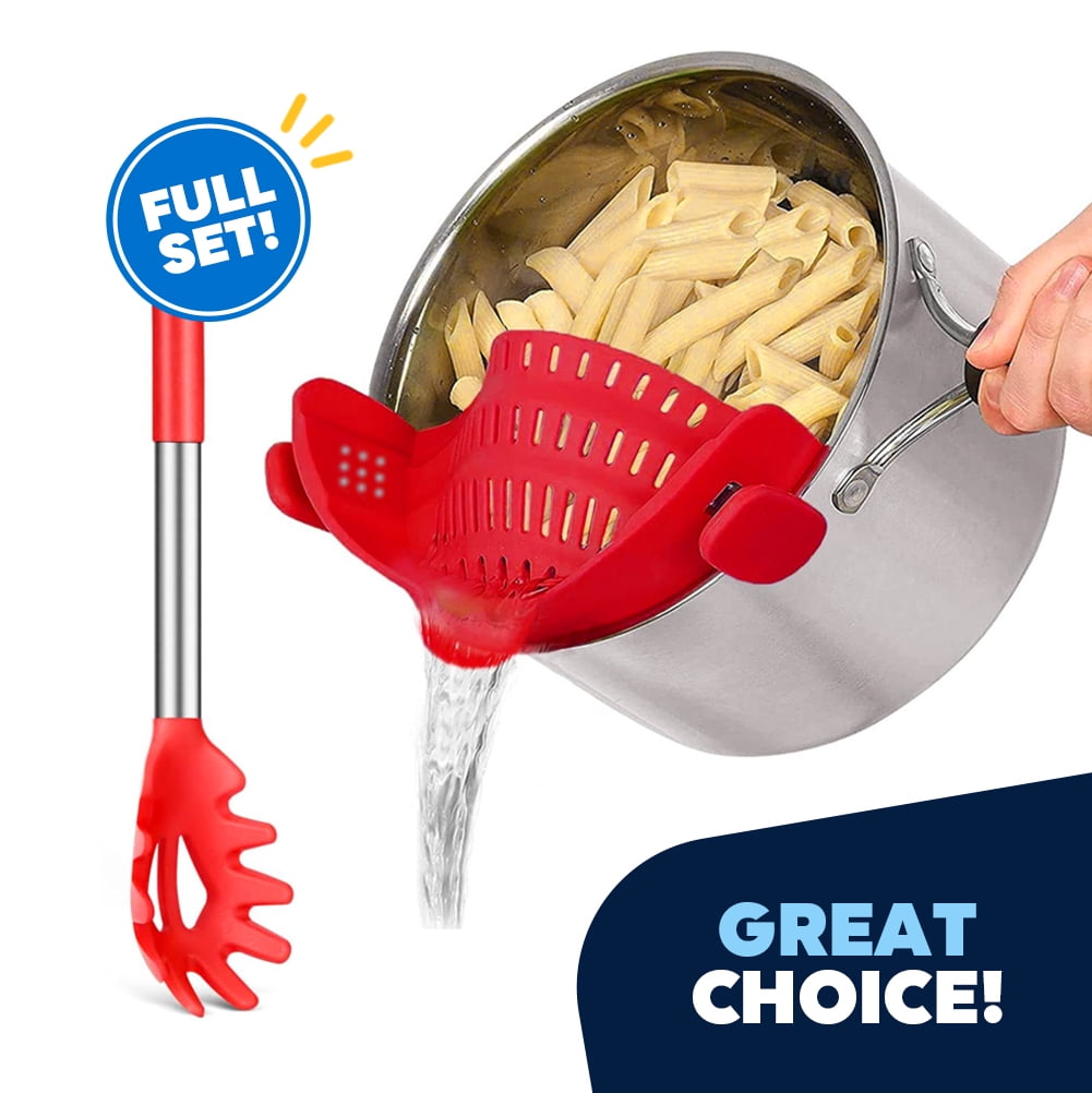 Tasty Silicone Clip on Strainer Universal Adjustable Snap on Colander Fits Most Pots Red Walmart