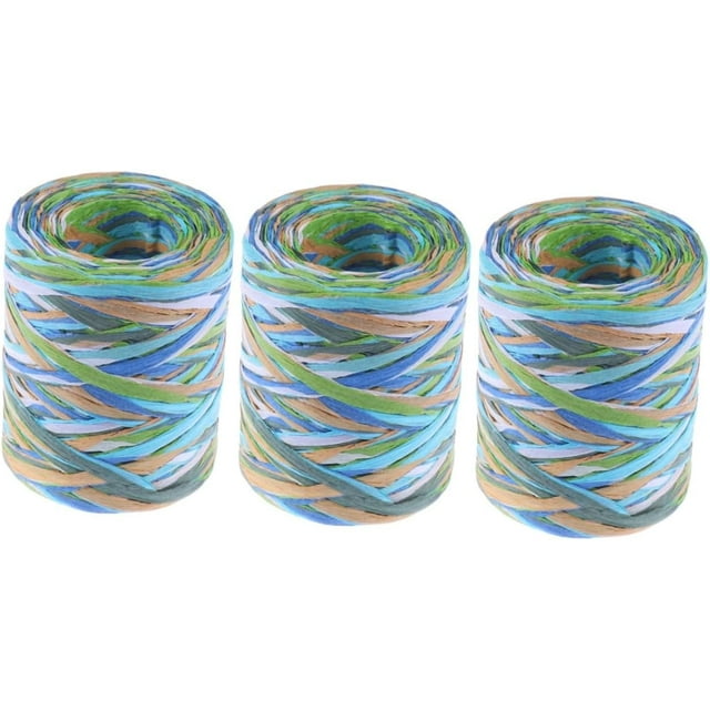 HUGFEGWE 3pcs Raffia Rope DIY Gift Wrapping Christmas Ribbon Packing Paper Stained Glass Kit Packing Ribbon Gift Wrapping Rope Woven Rope Manual Decorative Rope Twine Paper Rope CJB91-56557