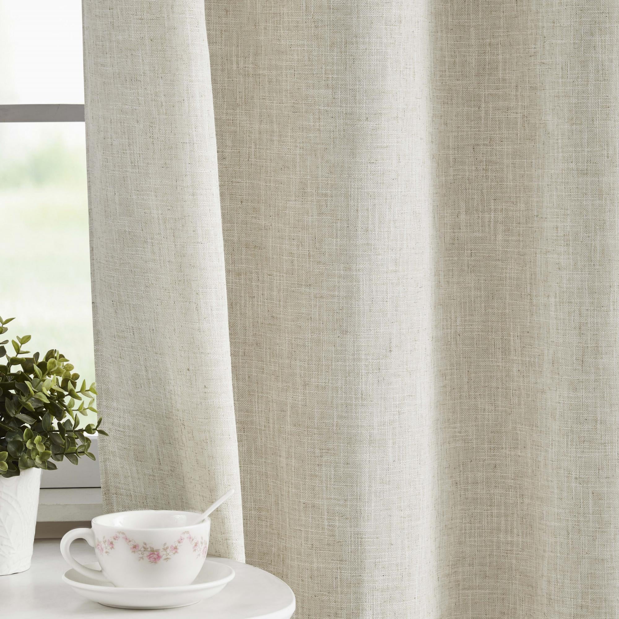 Bohogeo Natural Linen Curtains Long Back Tab Semi Sheer Curtain Drapes, Elegant Casual Linen Textured Window Treatments Panels/Drapes 2 Panels, Beige, 40''x84''