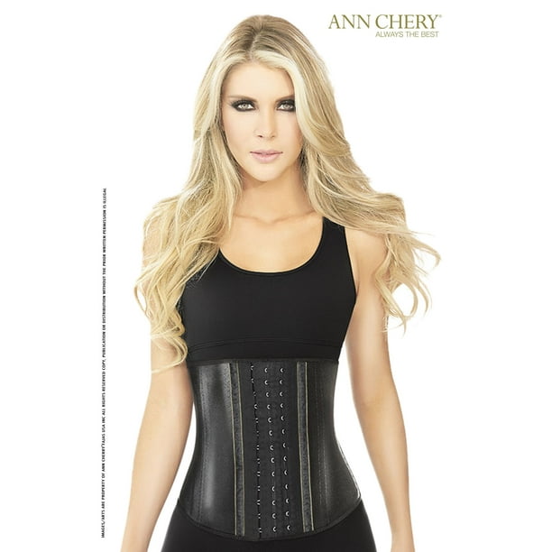 Ann Chery 2045 3 Hooks Black Latex Metallic Ediiton Waist Cincher