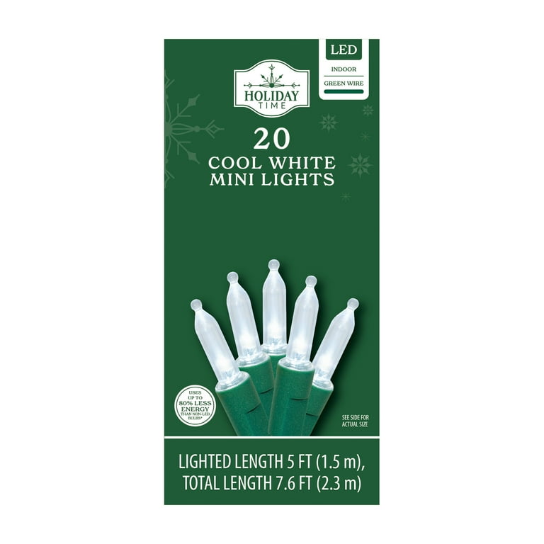 Indoor 20-Count LED Mini Christmas String Lights, Cool White, 5