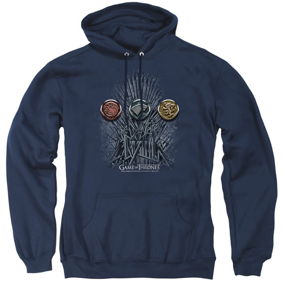 Game of Thrones For The Throne Sigils Unisex Adult Pull-Over Hoodie,Navy, Small