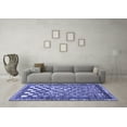 thumbnail image 3 of Ahgly Company Machine Washable Indoor Square Checkered Blue Modern Area Rugs, 6' Square, 3 of 4