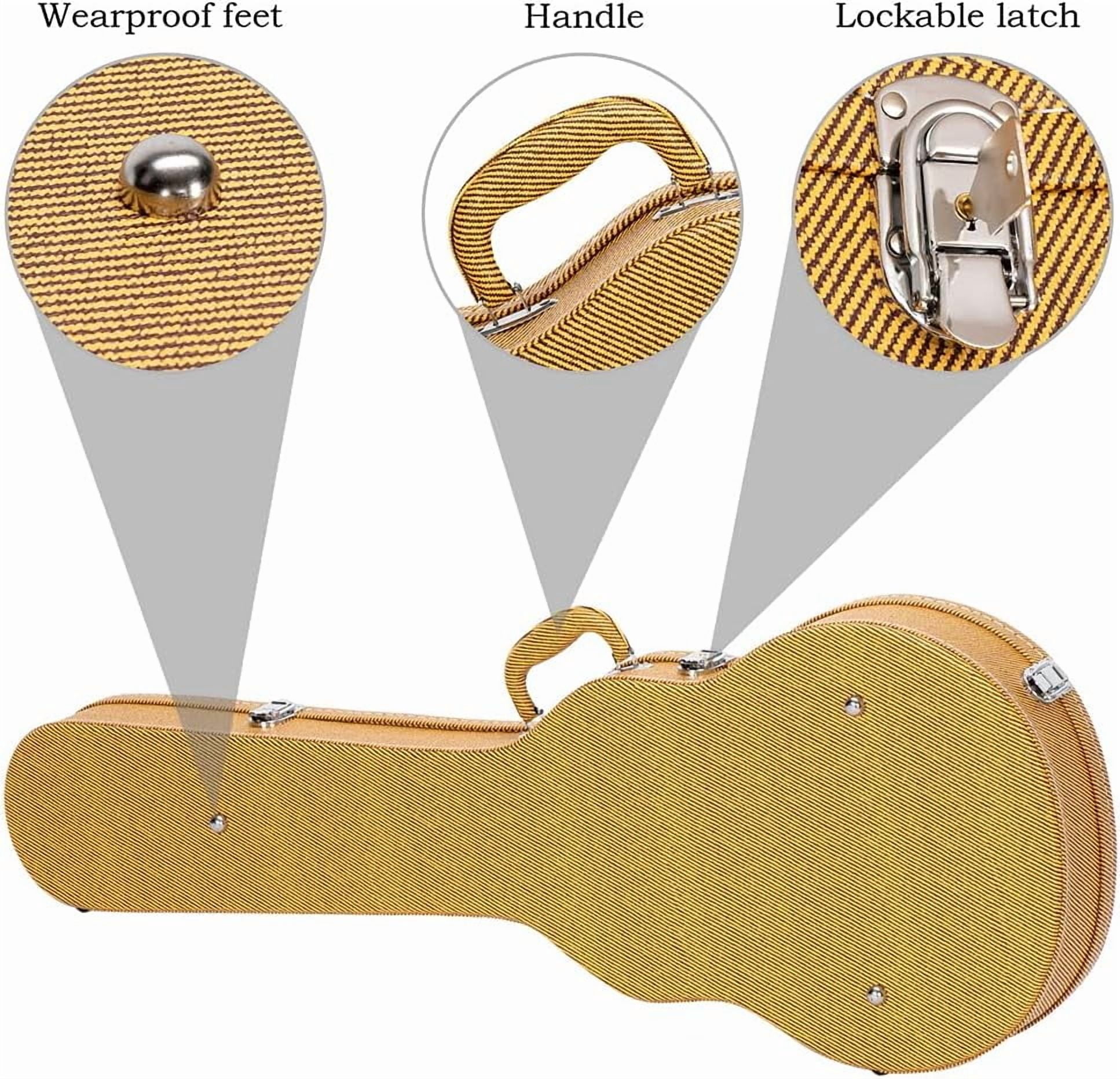 ZYPPP Electric Guitar Hard Case, Wooden Hard-Shell Protective Carrying Case for KLP-Style Electric Guitar with Lock Latch Padding-Yellow