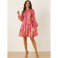 thumbnail image 3 of DARING DIVA Smocked Ruffle Neck Chiffon Dress XS Rose Pink, 3 of 6