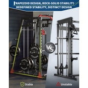 Multi-Function Smith Machine Home Gym with Squat Rack, Bench Press, Cable Crossover, Pull-Up Bar, Landmine, 2000 lb Capacity.