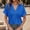 Blue, variant on MAIHAN Womens Tshirts Cotton Loose Fit Casual Summer Boho Tops Solid Color Flowy Tops Summer Baggy Tops Casual Tee for Spring Summer Everyday Wear