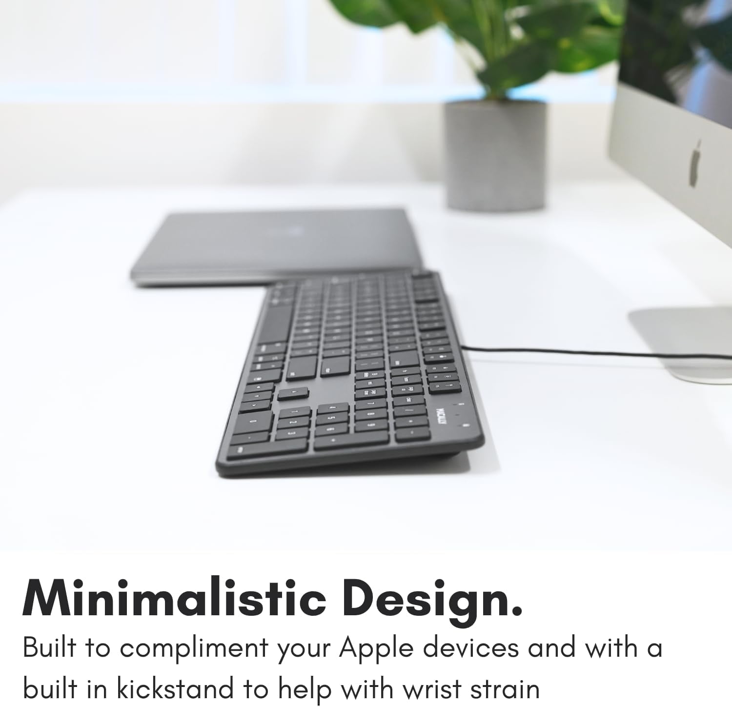 Macally Slim USB Wired Keyboard for Mac - Compatible Full Size Apple Keyboard with 104 Key Layout & 16 Shortcut Keys - Scissor Keycaps for Tactile Typing for Mac Mini, Macbook Pro / Air, iMac