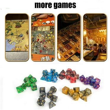 7-Die Double-Colors Polyhedral Dice Sets with Pouches for D&D DND RPG MTG Dungeon and Dragons Table Board Roll Playing Games