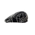 thumbnail image 1 of Gorra plana unisex ajustable negra con bordado floral blanco, 1 of 3