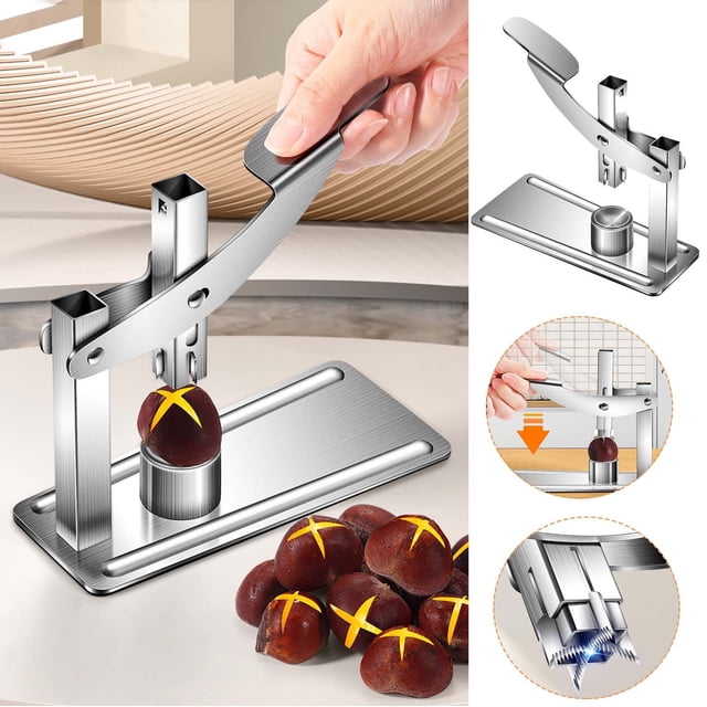 Heavy-Duty Stainless Steel Chestnut Opener with Comfort Grip - Safe Nut Cracker for Walnuts & Kitchen Use