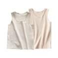 thumbnail image 2 of 2 Pcs Girls Athletic Tank Tops Striped Plain U Neck Tanks Comfy Basic Tees Loose Sleeveless Shirt for 3-14 Years, 2 of 3