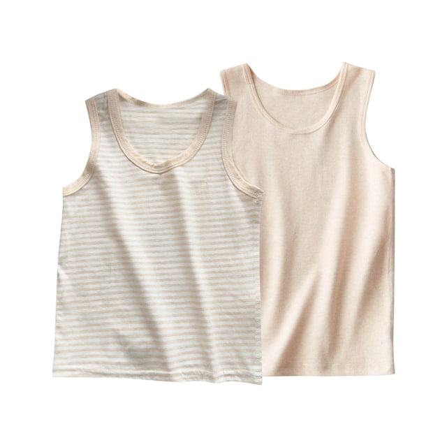 Plebaso Débardeur Sans Manches Col Rond Doux pour Garçons et Filles 2-13 Ans