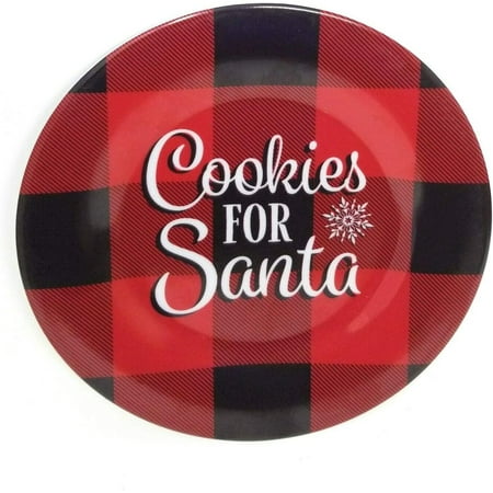 2pcs Cookie Plate 7.5 Inches Melamine Buffalo Plaid Red Black Round Plate