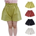 thumbnail image 5 of Odeerbi 1-8 Años Niñas Pantalones Cortos de Verano de Algodón Lino Casual Transpirable Color Sólido Cute Leisure Shorts, 5 of 5