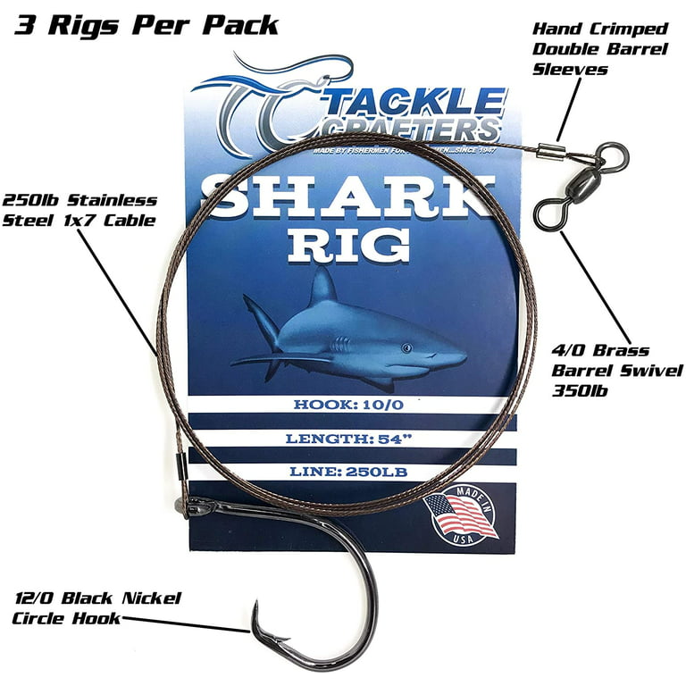  Fishing Shark Rig,2pcs Surf Fishing Leader Rigs with Tuna  Shark Hooks Stainless Steel Cable Leader Wire Rig Deep Sea Fishing Hooks  Big Game Leader Rig for Shark Tuna Toothy 