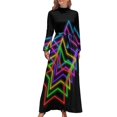 thumbnail image 2 of Vestido largo de verano con falda de mujer, versión de imagen única con estrellas brillantes de neón de los años 80, ropa de verano para mujer, 2 of 5