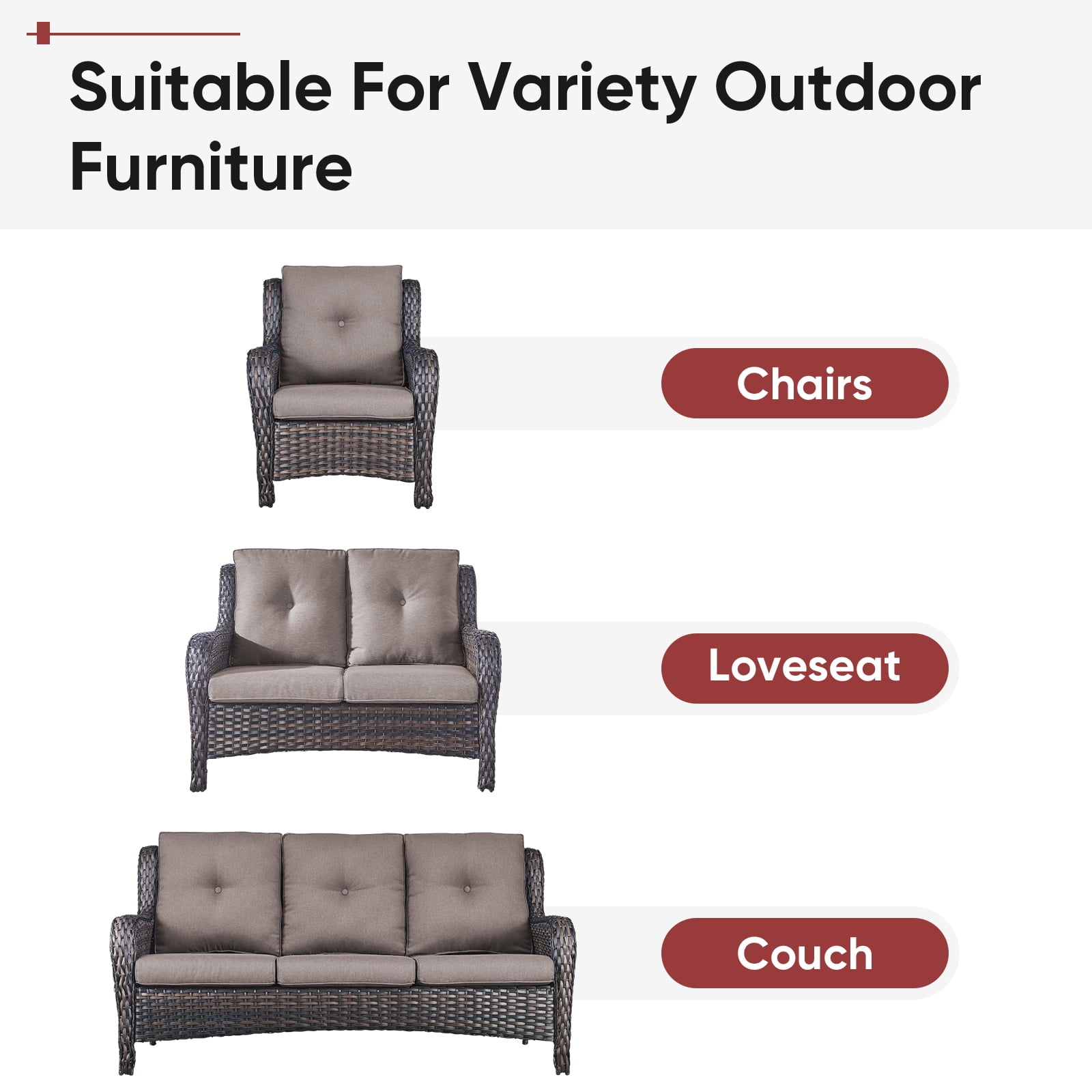 POCASSY Patio Furniture Cushions Set of 2, 22.5"*22.5" Outdoor Cushion for Patio Furniture, Water Resistant, Fade Resistant, Deep Seat Seat and Back Cushion for Chair, Sofa, and Couch, Gray