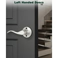 thumbnail image 2 of Satin Nickel Door Handle Interior Brushed Nickel Passage Door Lever for Hall and Closet Keyless Door Lock Set Reversible for Left Right Sided Doors Leverset Handleset, 2 of 6
