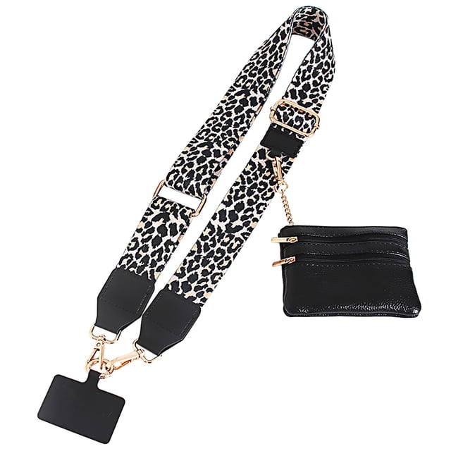 1pcs Clip And Go Phone Strap with Zipper Pouch,Crossbody Adjustable Chain Lanyard with PU Leather Wallet for All Phones
