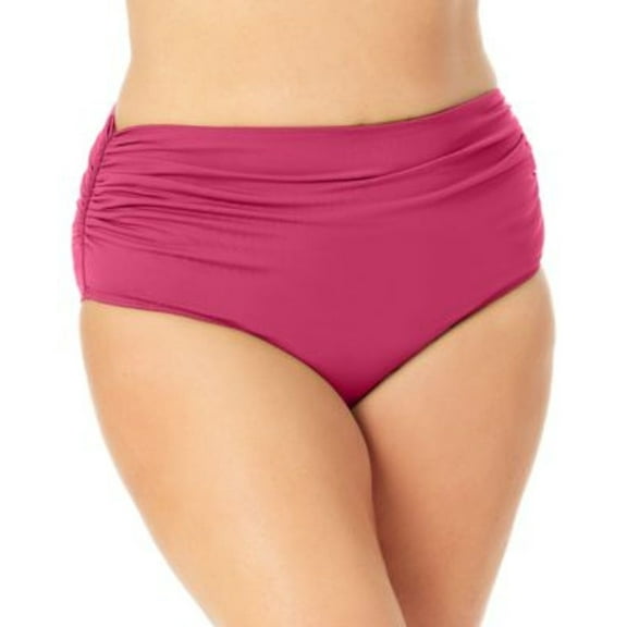 Anne Cole BERRY PURPLE Plus Size High-Waist Bikini Swim Bottom, US 18W