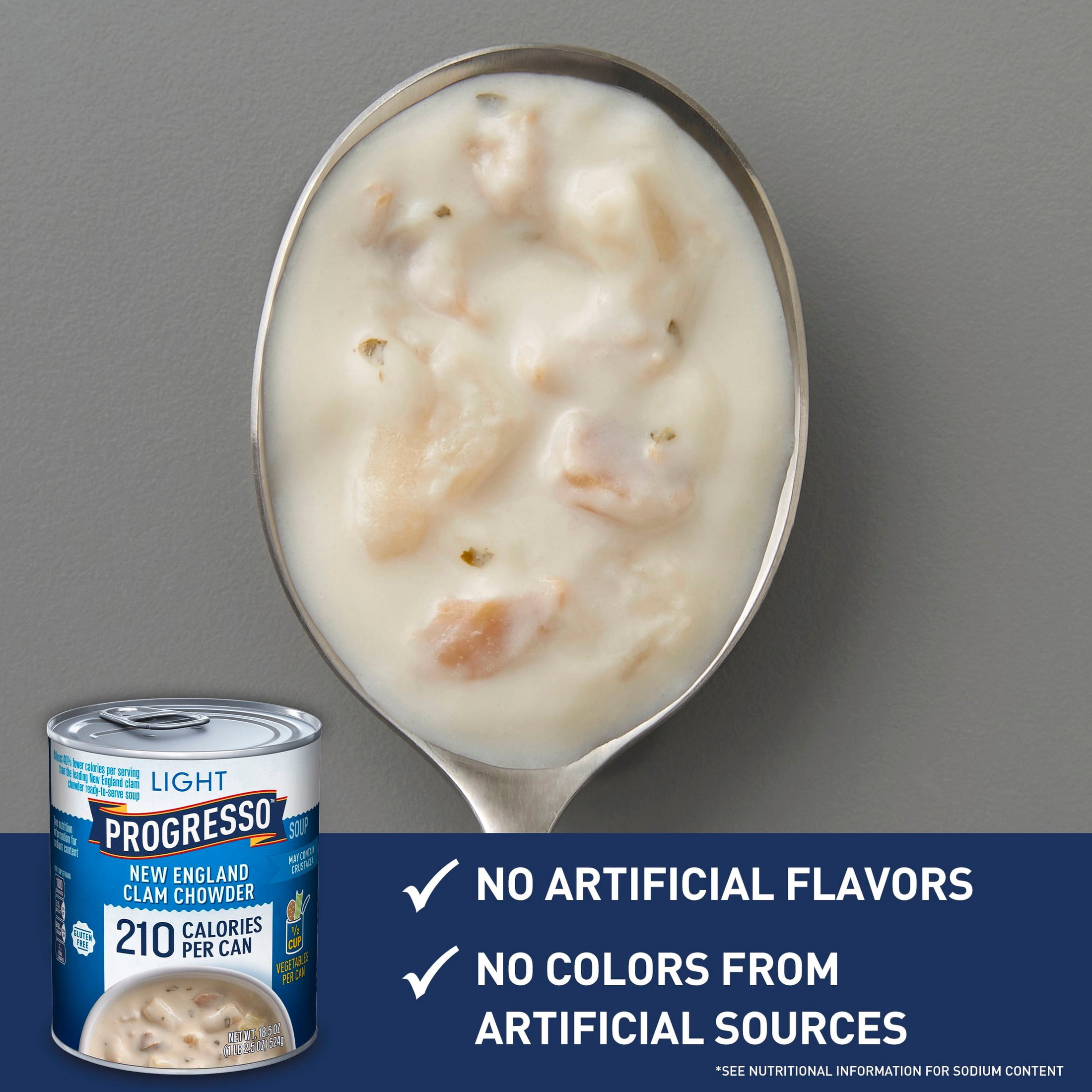 (12 pack) Progresso Light, New England Clam Chowder Soup, Gluten Free, 18.5 oz.