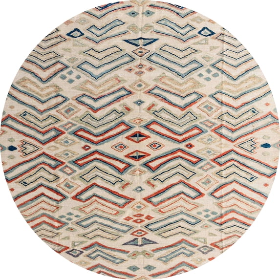 Ahgly Company Machine Washable Indoor Round Abstract Dark Almond Brown Area Rugs, 4' Round