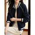 thumbnail image 2 of Classic Zipper Splice Varsity Jacket with Regular Sleeves, Black, Large, 2 of 5