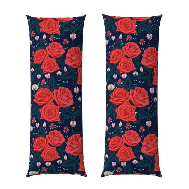 Balery Rose Flower Funda Protectora para Almohada Corporal de Algodón Hipoalergénico con Cierre(55 x 21 pulgadas), Almohadas No Incluidas