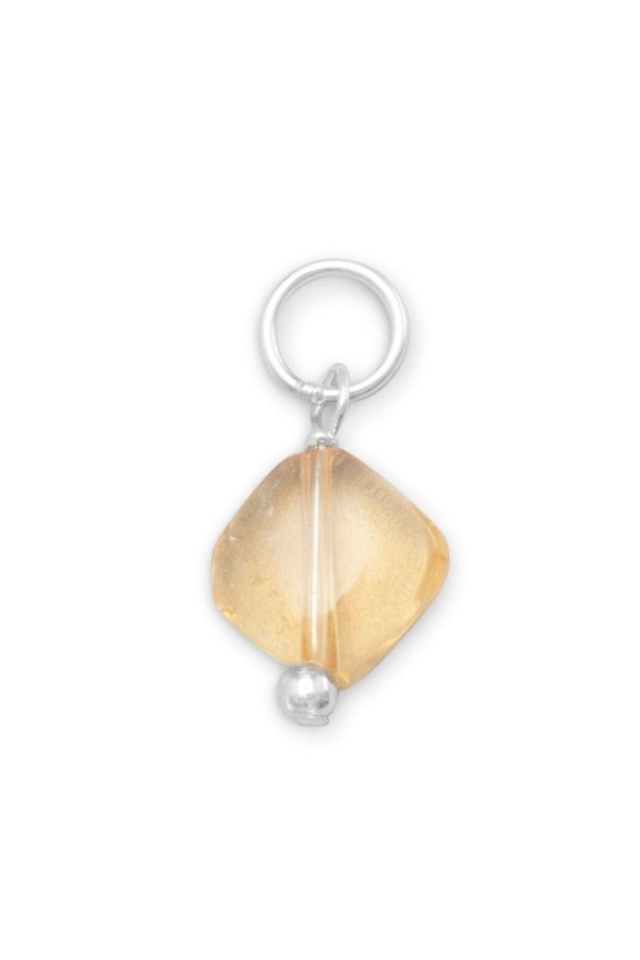 .925 Sterling Silver Citrine Charm - November Birthstone