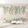 thumbnail image 3 of Green Blue Pumpkin Fall Outdoor Waterproof Pillow Covers, Thanksgiving Botanical Eucalyptus Leaves Decorative Square Throw Pillowcase Sofa Cushion Sham for Patio/Couch/Chair, 16"x16" 2 Pack, 3 of 8