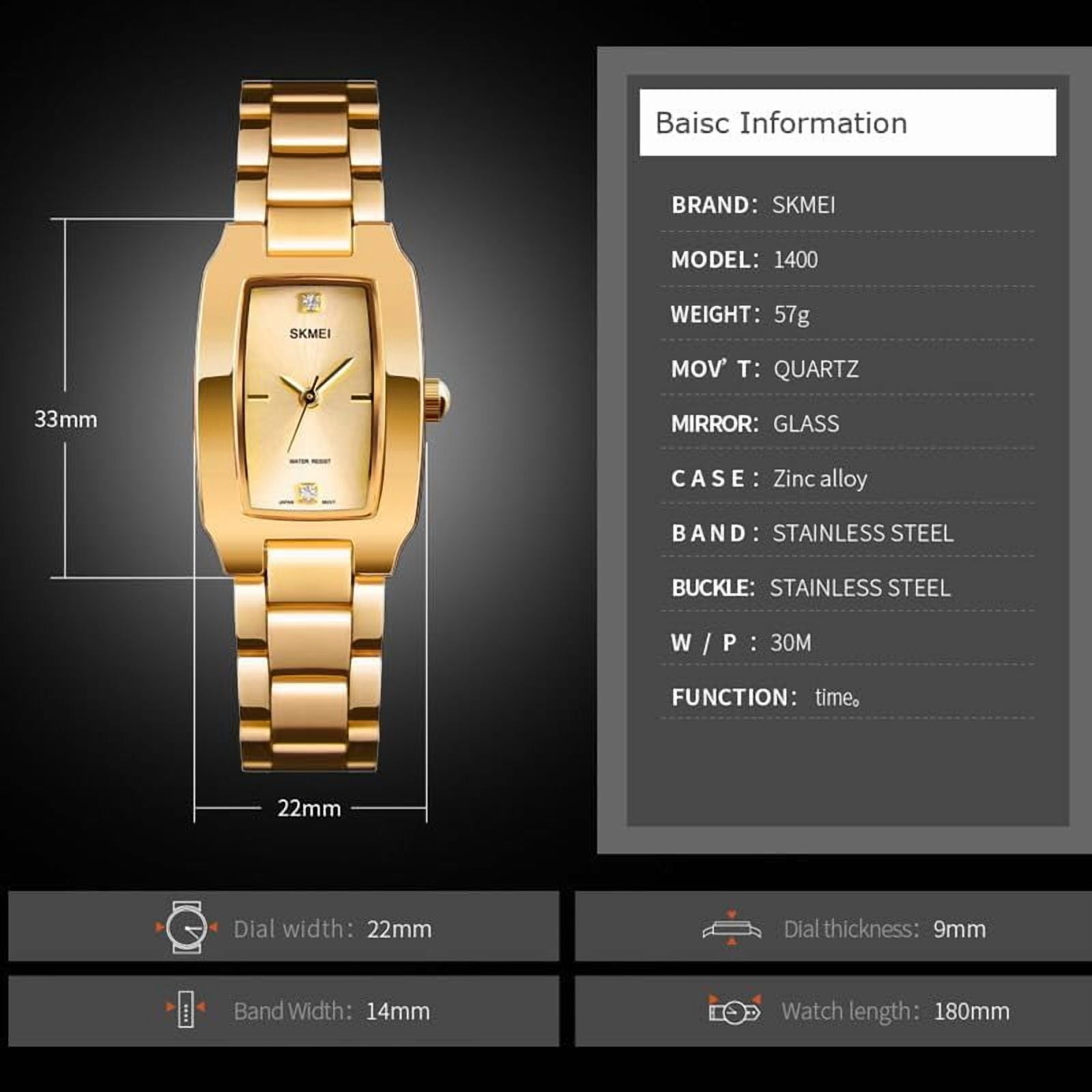 Square Watches for Women, Women's Wristwatches, Ladies Waterproof Stainless Steel Analog Small Dainty Gold Watch for Women