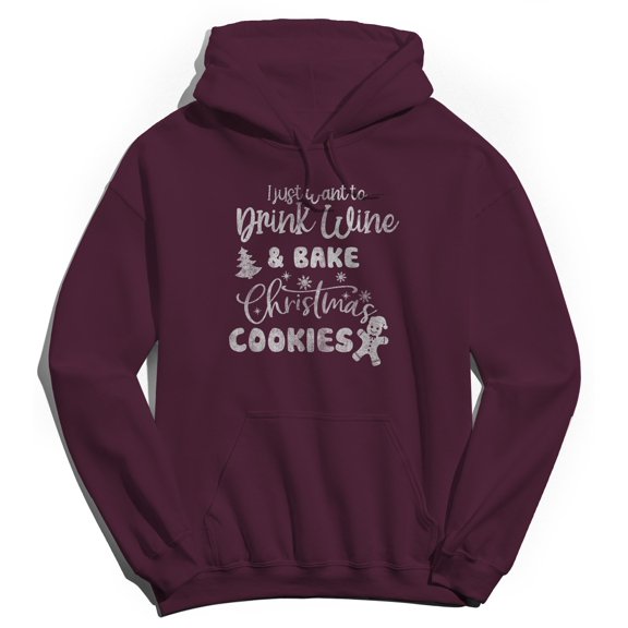 Haywood & Main I Just Want To Graphic Maroon Men's Cotton Pullover Hoodie